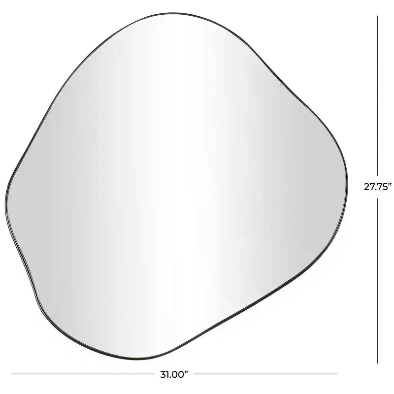 Specchio da parete ondulato astratto in metallo nero, 71x79 cm: ovale, nessun montaggio, uso interno, montaggio a parete