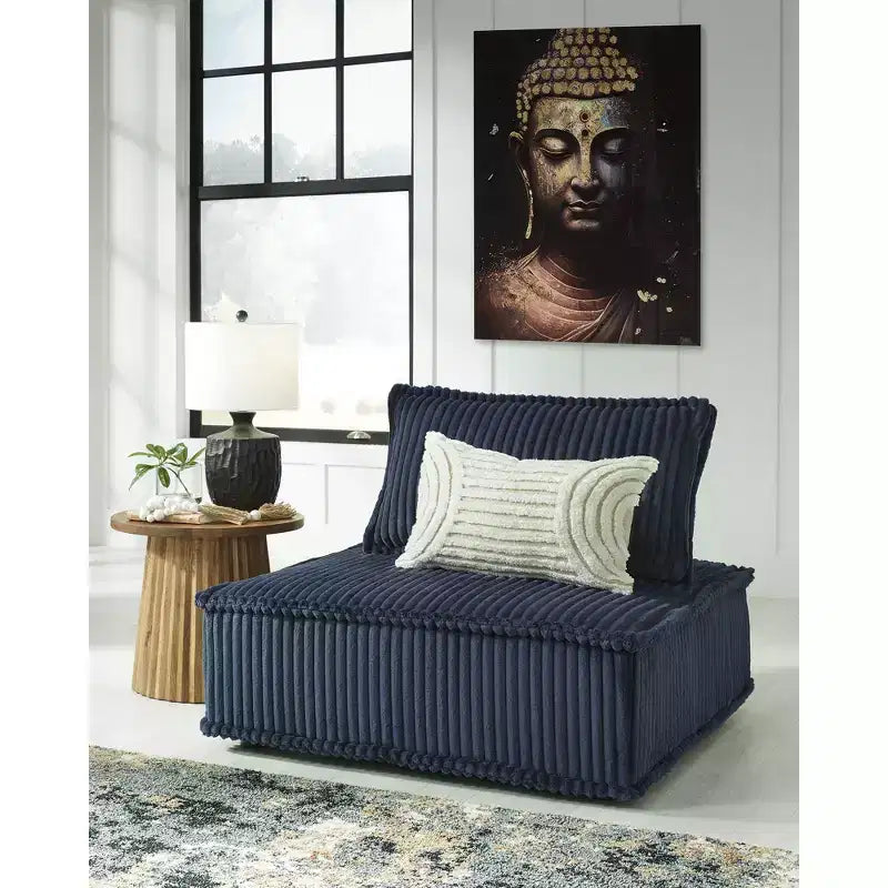 Poltrona modulare moderna Bales a basso profilo, blu navy