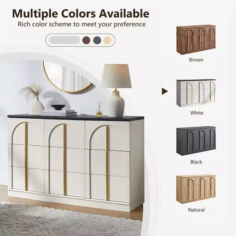 Comò a 9 cassetti per camera da letto, cassettiera moderna da 52W, scrivania da trucco, mobile porta TV per soggiorno, cassetti per armadio, organizer per mobili