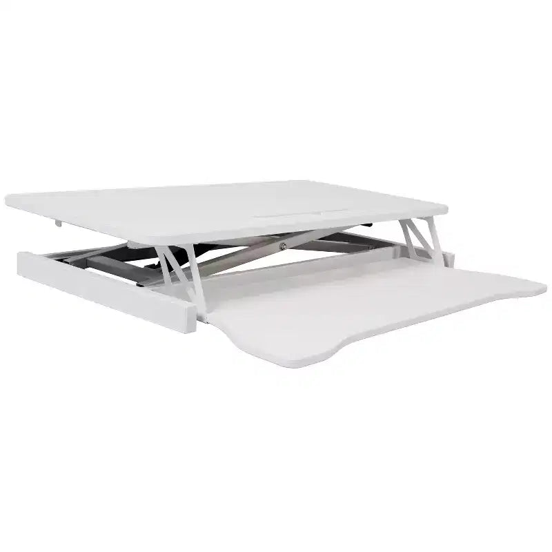 Scrivania regolabile in altezza per laptop con vassoio per tastiera, workstation sit-stand con piano in MDF per ufficio a casa, scrittura, lettura e studio