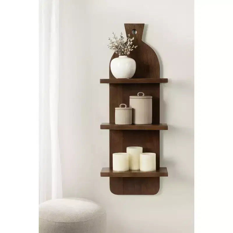 Mensole a muro Braxton stile fattoria moderne a 3 ripiani, 30x81 cm, marrone naturale: Stile Transizionale, Struttura in Plastica