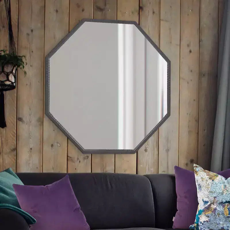 Specchio grande Allan Andrews Millennium Silver da 60"x30": Stile moderno, cornice in legno, a parete