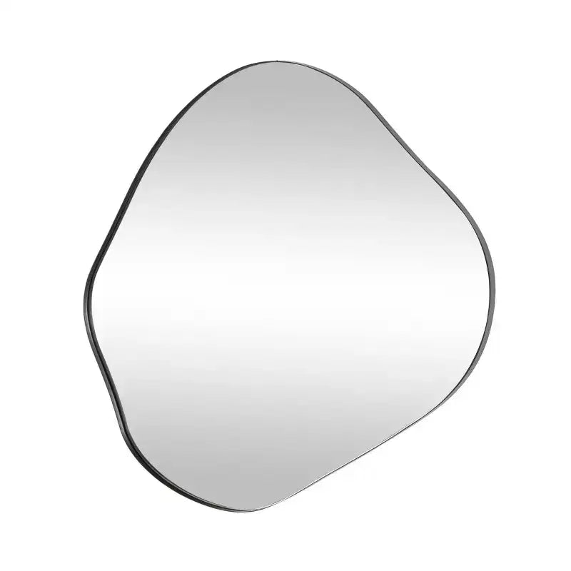 Specchio da parete ondulato astratto in metallo nero, 71x79 cm: ovale, nessun montaggio, uso interno, montaggio a parete