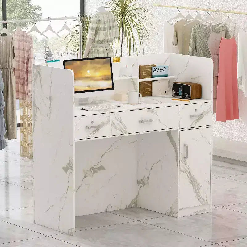 Bancone reception a L Famapy Scrivania di benvenuto multifunzionale Workstation