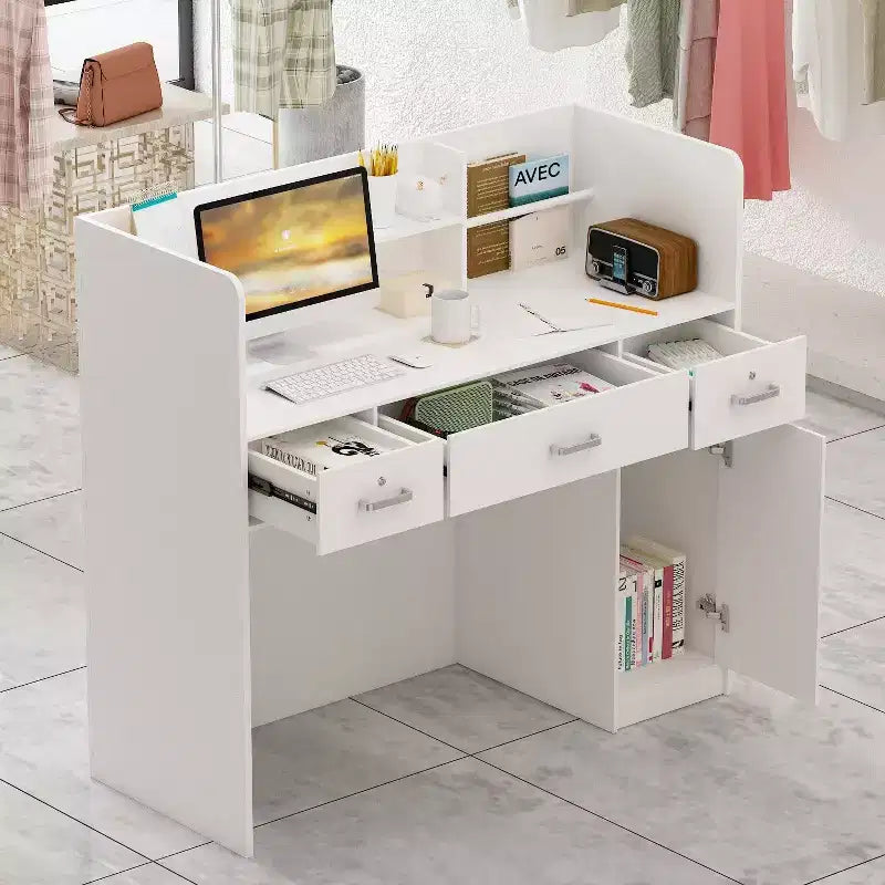 Bancone reception a L Famapy Scrivania di benvenuto multifunzionale Workstation