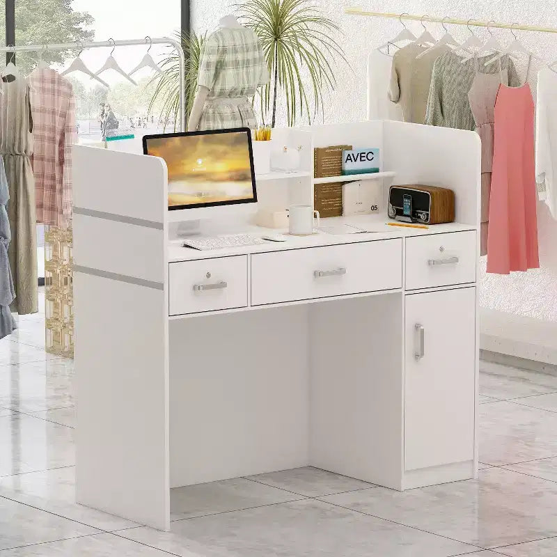 Bancone reception a L Famapy Scrivania di benvenuto multifunzionale Workstation