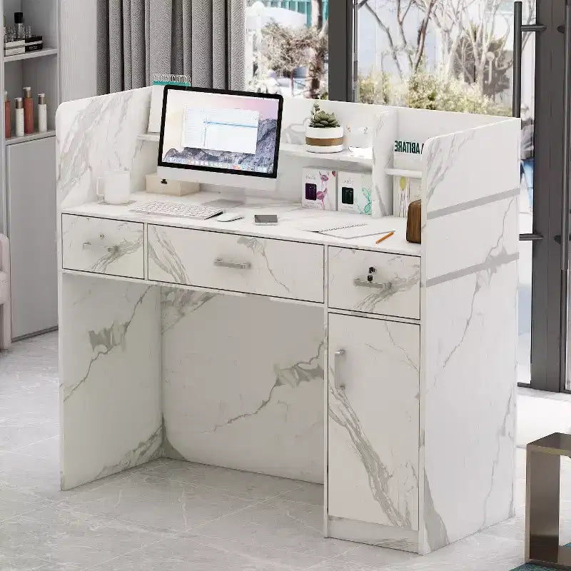 Bancone reception a L Famapy Scrivania di benvenuto multifunzionale Workstation
