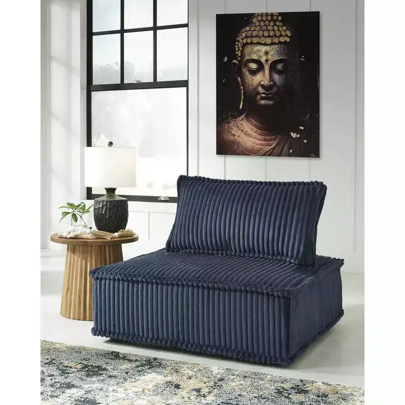Poltrona modulare moderna Bales a basso profilo, blu navy