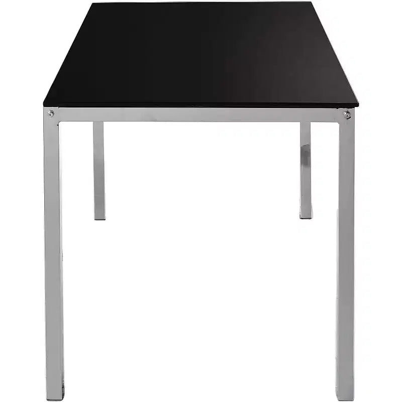 Tavolo da pranzo rettangolare moderno con piano in vetro e base cromata