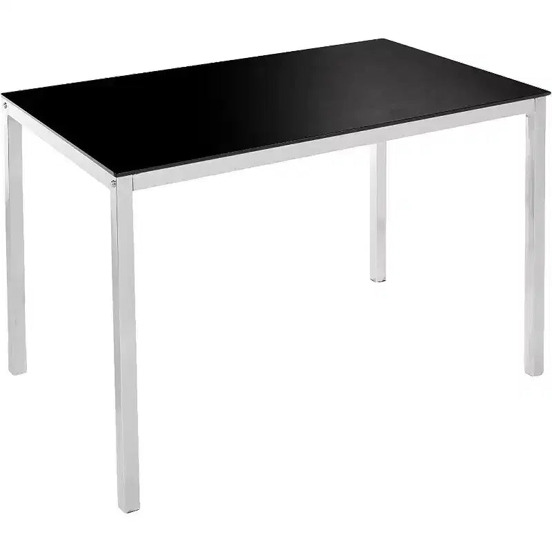 Tavolo da pranzo rettangolare moderno con piano in vetro e base cromata