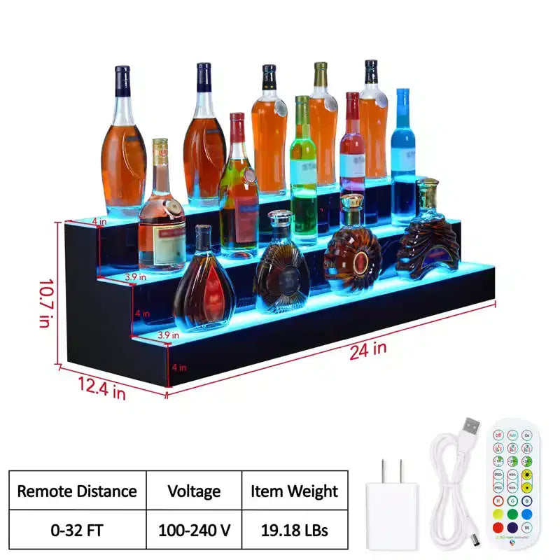 Espositore a parete a 3 strati da 60 pollici con telecomando - Illuminazione dinamica a LED