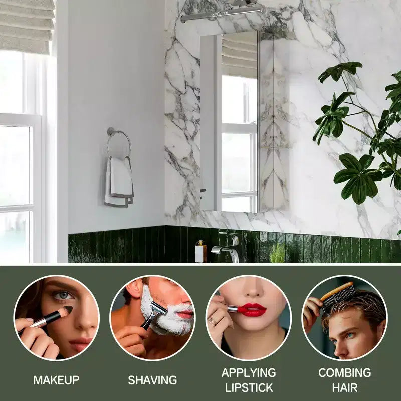 Pensile da Bagno con Specchi, a Incasso/Parete, Ripiani Regolabili, Cerniera con Chiusura Ammortizzata, Rettangolare, Alluminio, Argento