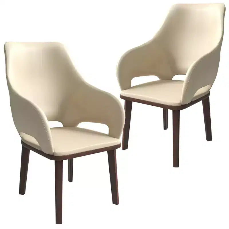 Vivara Collection Set of 2 Leather Dining Chairs with Rubberwood Base and Padded Seat and Back, Modern Accent Chairs for Dining Rooms