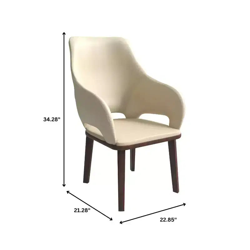Sedie da pranzo in pelle con base in legno di caucciù e sedile e schienale imbottiti, sedie moderne d'accento per sale da pranzo, 2 sedie