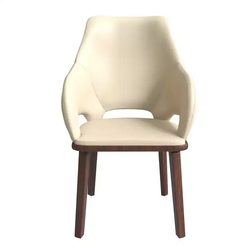 Sedie da pranzo in pelle con base in legno di caucciù e sedile e schienale imbottiti, sedie moderne d'accento per sale da pranzo, 2 sedie