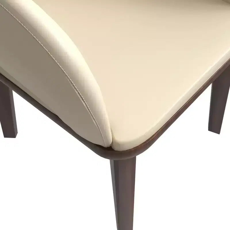 Sedie da pranzo in pelle con base in legno di caucciù e sedile e schienale imbottiti, sedie moderne d'accento per sale da pranzo, 2 sedie