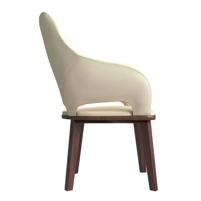 Sedie da pranzo in pelle con base in legno di caucciù e sedile e schienale imbottiti, sedie moderne d'accento per sale da pranzo, 2 sedie