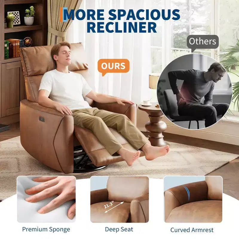 Poltrona Reclinabile Girevole a Dondolo, Divano Singolo in Tessuto Imbottito, Poltrona Singola Ergonomica con Schienale Alto, per Soggiorno, Camera da Letto