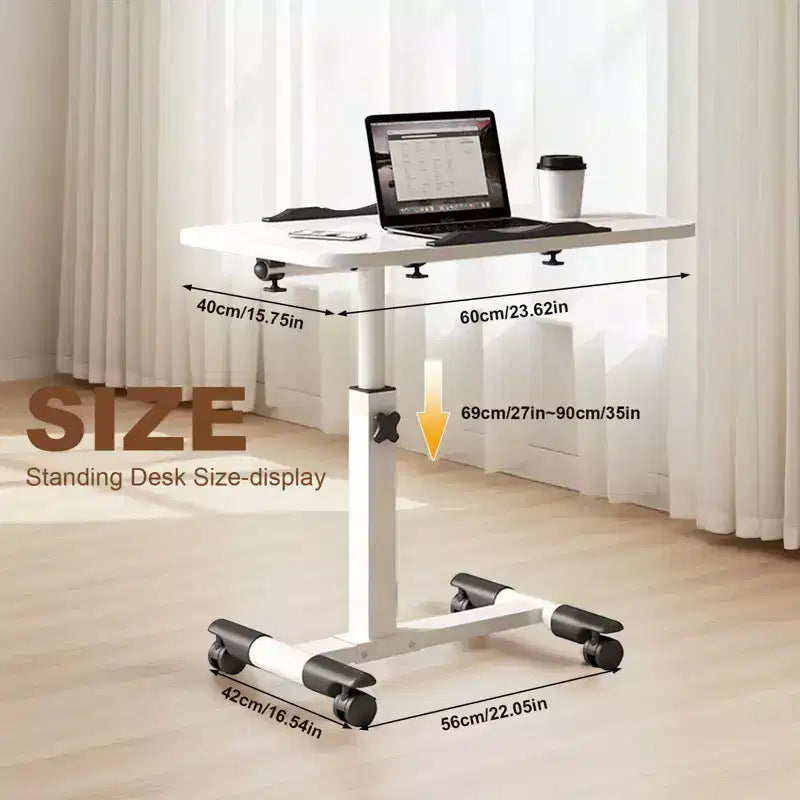 Tavolino da Letto con Ruote Regolabile in Altezza, Tavolo Pieghevole, Tavolino Rolling, Scrivania Portatile per Laptop e Computer