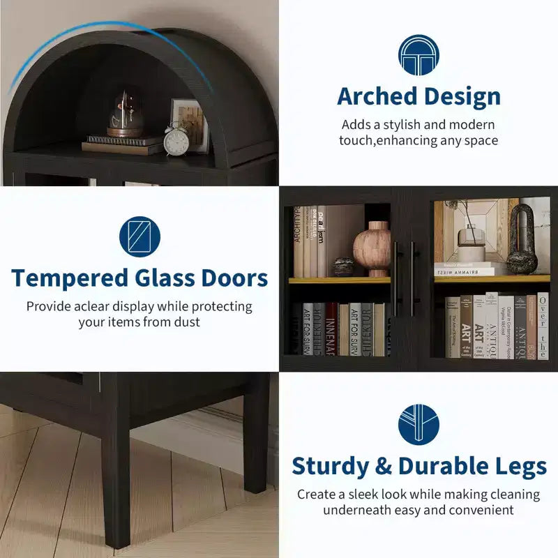 Armadio contenitore, dispensa da cucina alta 71'' con arco, con 3 luci LED colorate, ante in vetro e ripiani regolabili