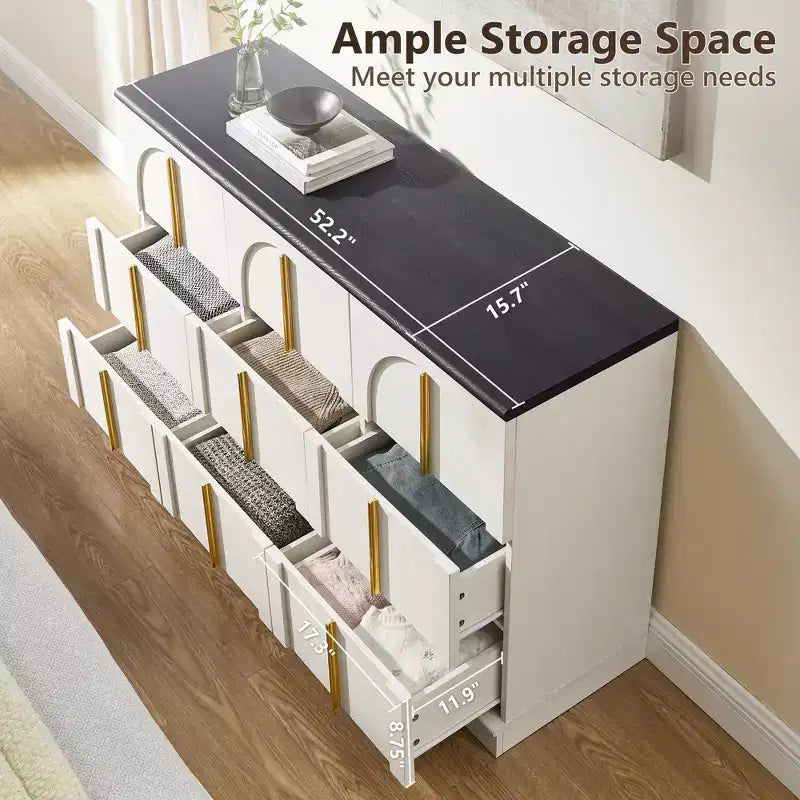 Comò a 9 cassetti per camera da letto, cassettiera moderna da 52W, scrivania da trucco, mobile porta TV per soggiorno, cassetti per armadio, organizer per mobili