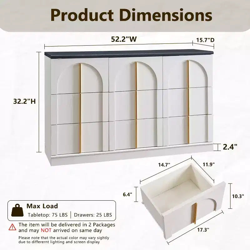 Comò a 9 cassetti per camera da letto, cassettiera moderna da 52W, scrivania da trucco, mobile porta TV per soggiorno, cassetti per armadio, organizer per mobili