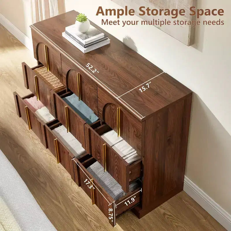 Comò a 9 cassetti per camera da letto, cassettiera moderna da 52W, scrivania da trucco, mobile porta TV per soggiorno, cassetti per armadio, organizer per mobili