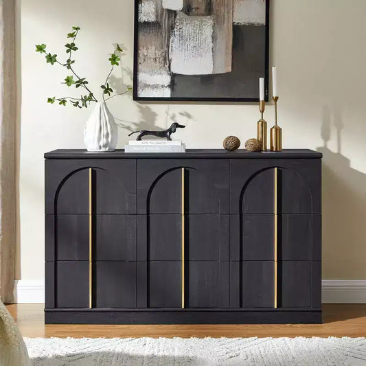 9 Drawer Dresser for Bedroom, 52W Modern Chest of Drawers, Vanity Desk TV Stand for Living Room, Closet Storage Drawers Organizer Furniture