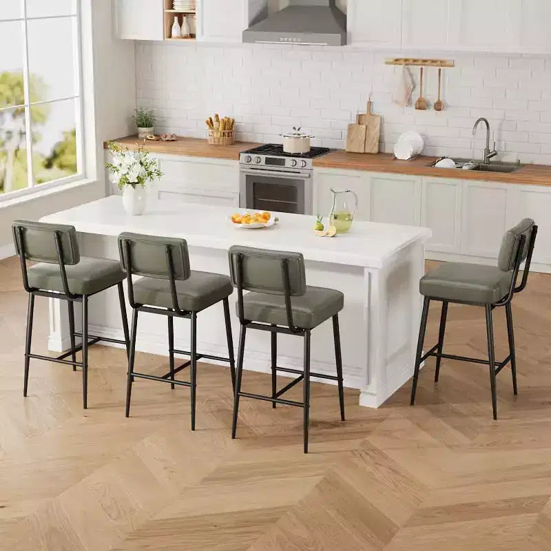 Sgabelli da bar, schienale, capacità di 180 kg, gambe in metallo, sedie sgabello moderne imbottite, per isola cucina, bancone, arredamento casa
