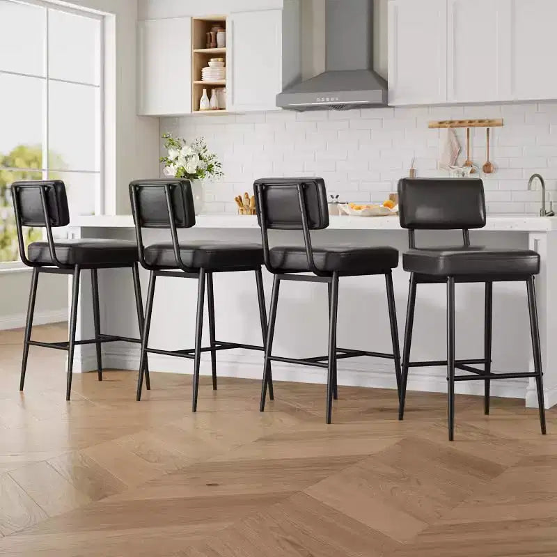 Sgabelli da bar, schienale, capacità di 180 kg, gambe in metallo, sedie sgabello moderne imbottite, per isola cucina, bancone, arredamento casa