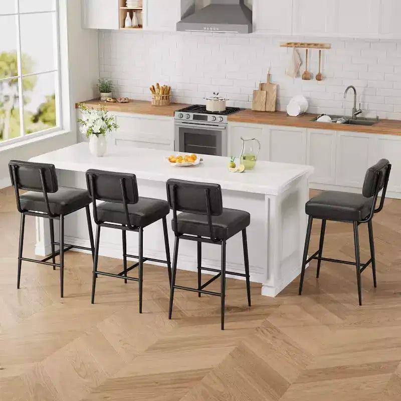 Sgabelli da bar, schienale, capacità di 180 kg, gambe in metallo, sedie sgabello moderne imbottite, per isola cucina, bancone, arredamento casa