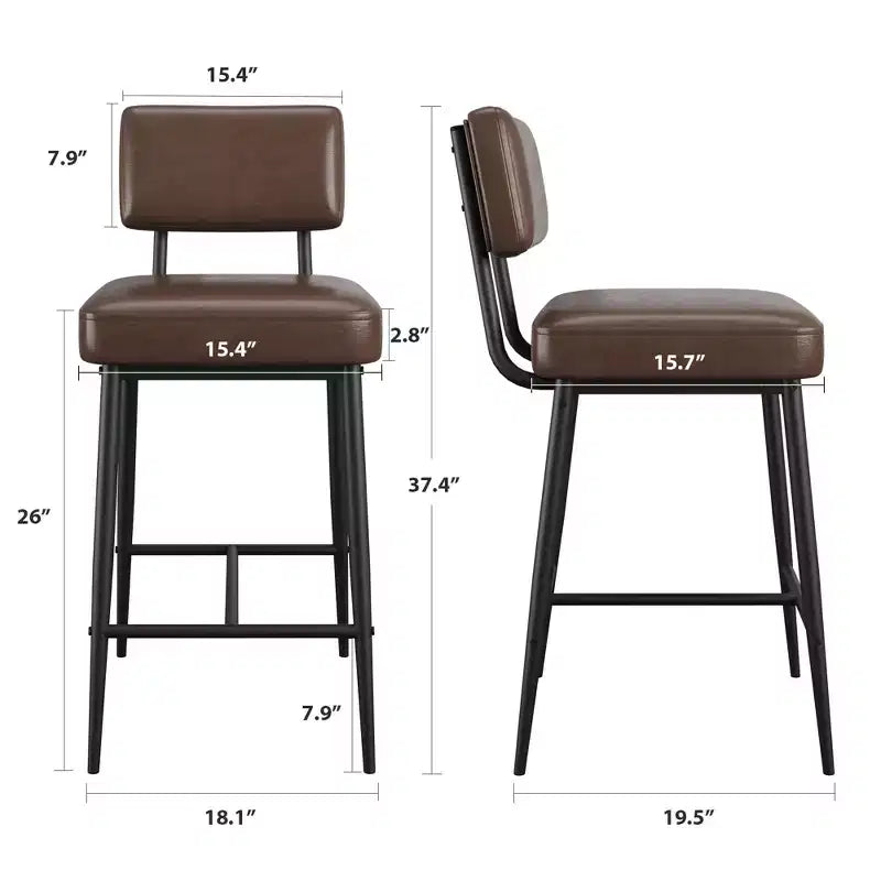 Sgabelli da bar, schienale, capacità di 180 kg, gambe in metallo, sedie sgabello moderne imbottite, per isola cucina, bancone, arredamento casa