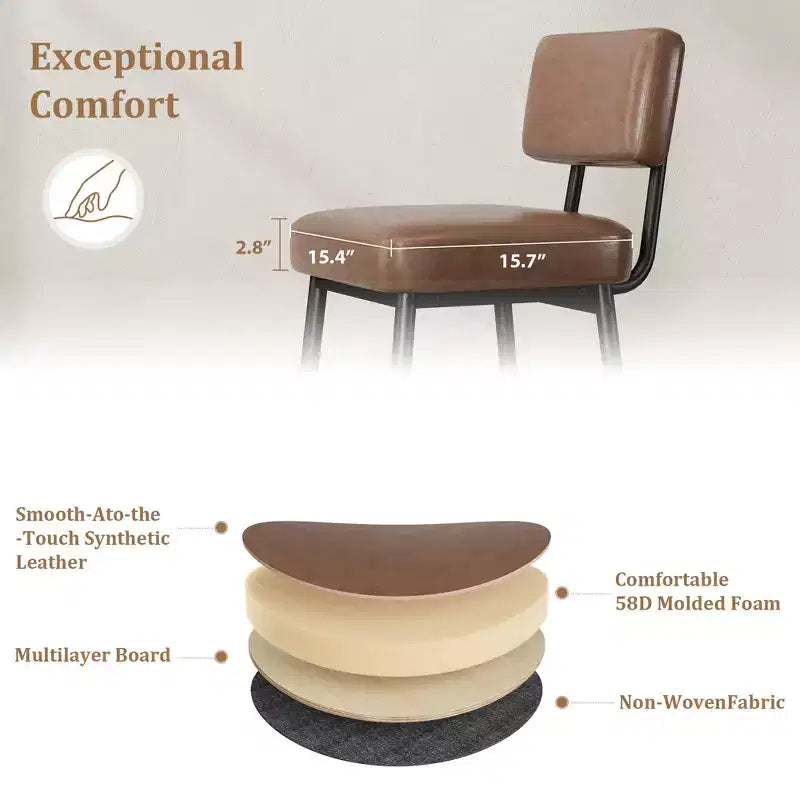 Sgabelli da bar, schienale, capacità di 180 kg, gambe in metallo, sedie sgabello moderne imbottite, per isola cucina, bancone, arredamento casa