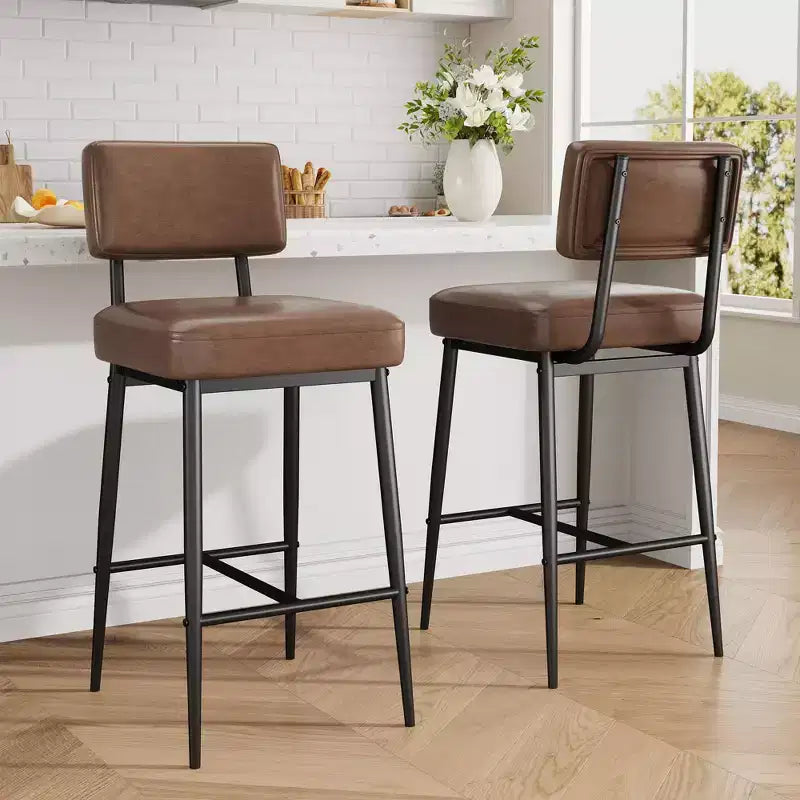 Sgabelli da bar, schienale, capacità di 180 kg, gambe in metallo, sedie sgabello moderne imbottite, per isola cucina, bancone, arredamento casa