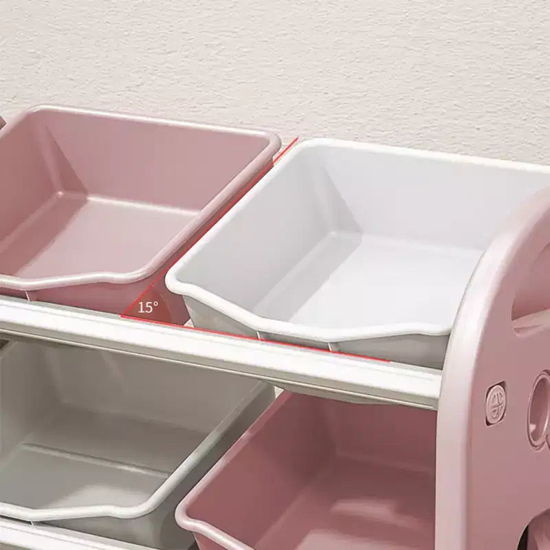 Organizzatore portagiochi per bambini con 6 contenitori, set mobili multifunzionali per la cameretta con ripiani in HDPE, per sala giochi, cameretta, soggiorno (rosa)