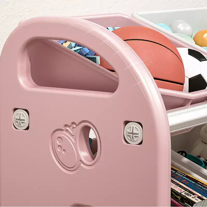 Organizzatore portagiochi per bambini con 6 contenitori, set mobili multifunzionali per la cameretta con ripiani in HDPE, per sala giochi, cameretta, soggiorno (rosa)