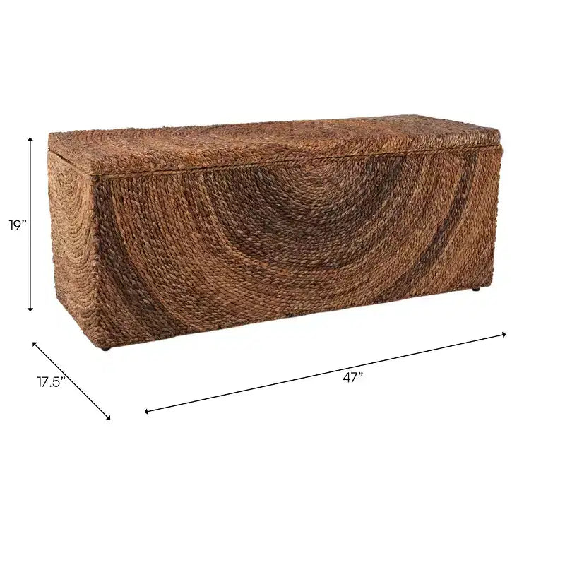 Panca contenitore in tessuto naturale per l'arredamento della camera da letto - Elegante panca ottomana con scomparto nascosto per coperte in soggiorno - 19, Marrone e Tan