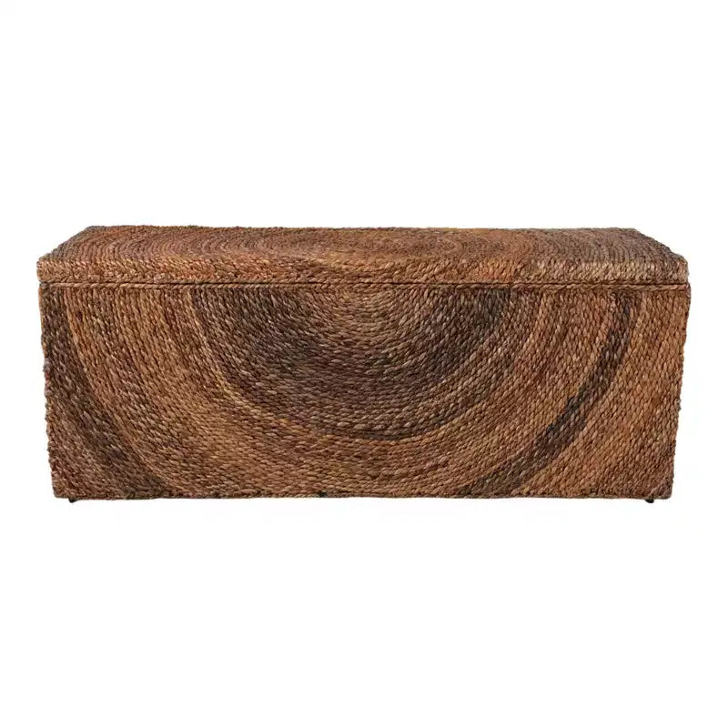 Panca contenitore in tessuto naturale per l'arredamento della camera da letto - Elegante panca ottomana con scomparto nascosto per coperte in soggiorno - 19, Marrone e Tan