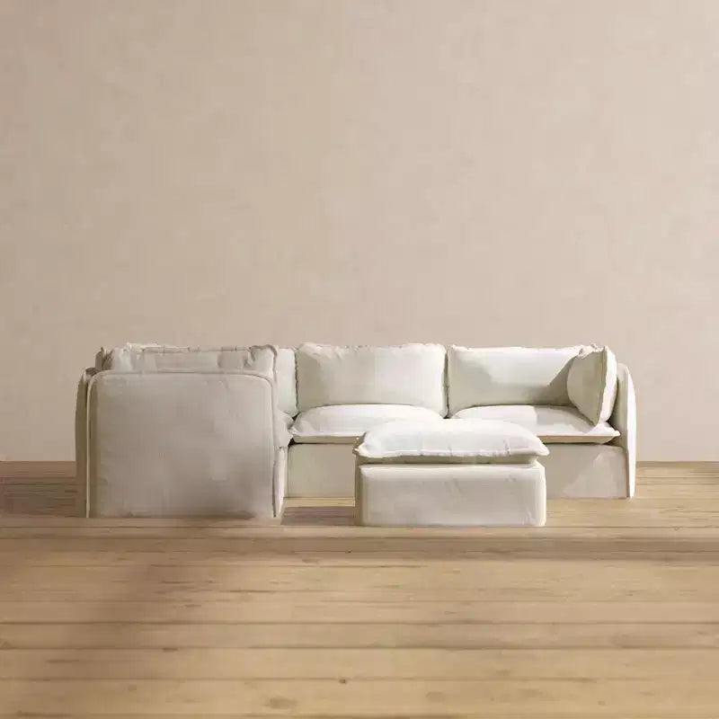 Anabei Divano Modulare Angolare a 4 Posti Lavabile + Pouf | Seduta Deluxe+ e Cuscino Cloud