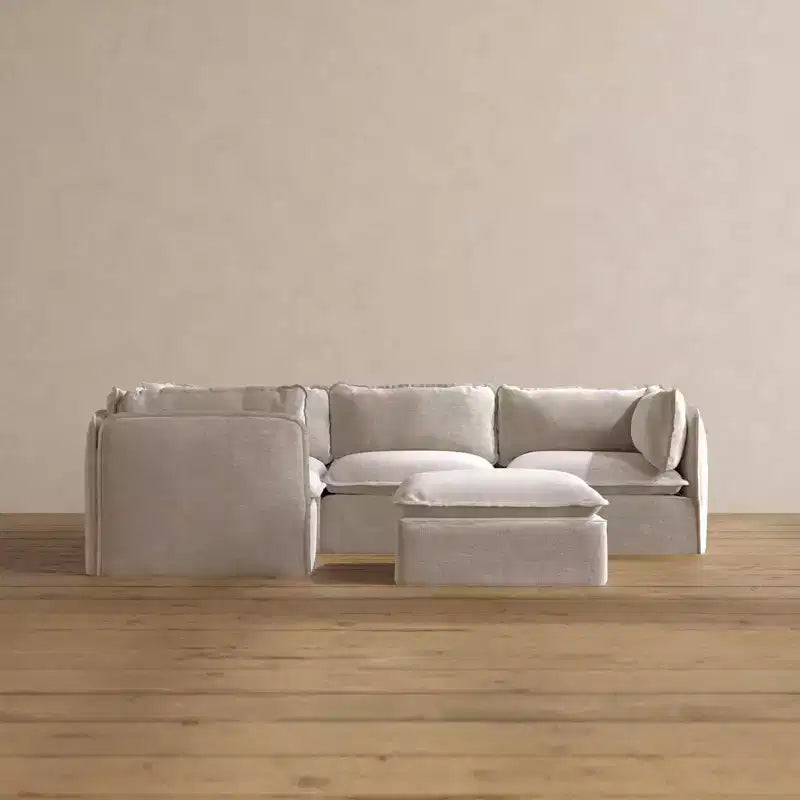 Anabei Divano Modulare Angolare a 4 Posti Lavabile + Pouf | Seduta Deluxe+ e Cuscino Cloud