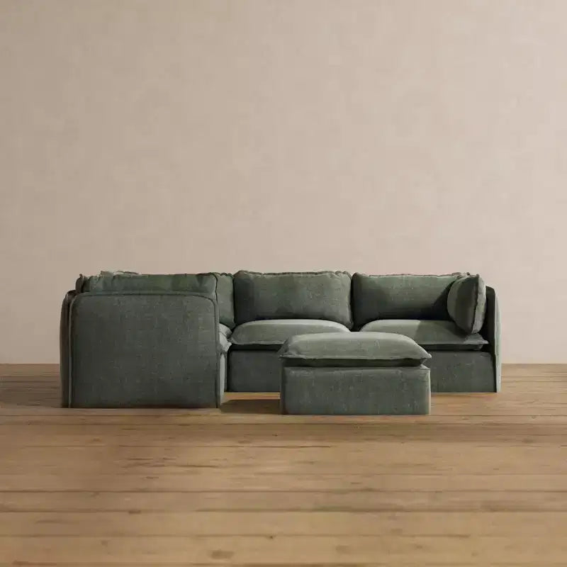 Anabei Divano Modulare Angolare a 4 Posti Lavabile + Pouf | Seduta Deluxe+ e Cuscino Cloud