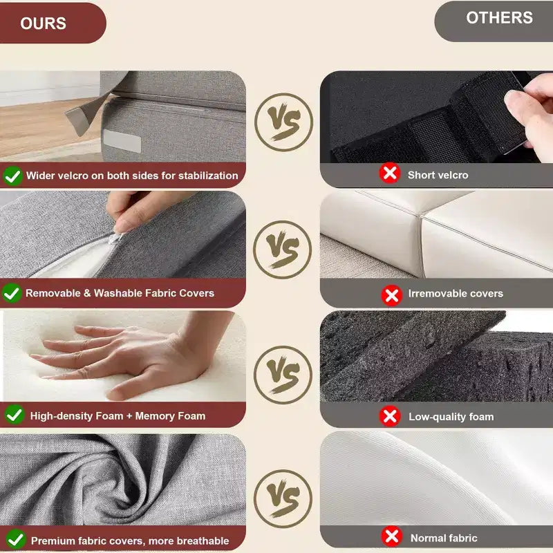 Poltrona Letto Pieghevole con Cuscino, Futon Convertibile con Memory Foam e Rivestimento in Lino Rimovibile per Salotto o Camera degli Ospiti