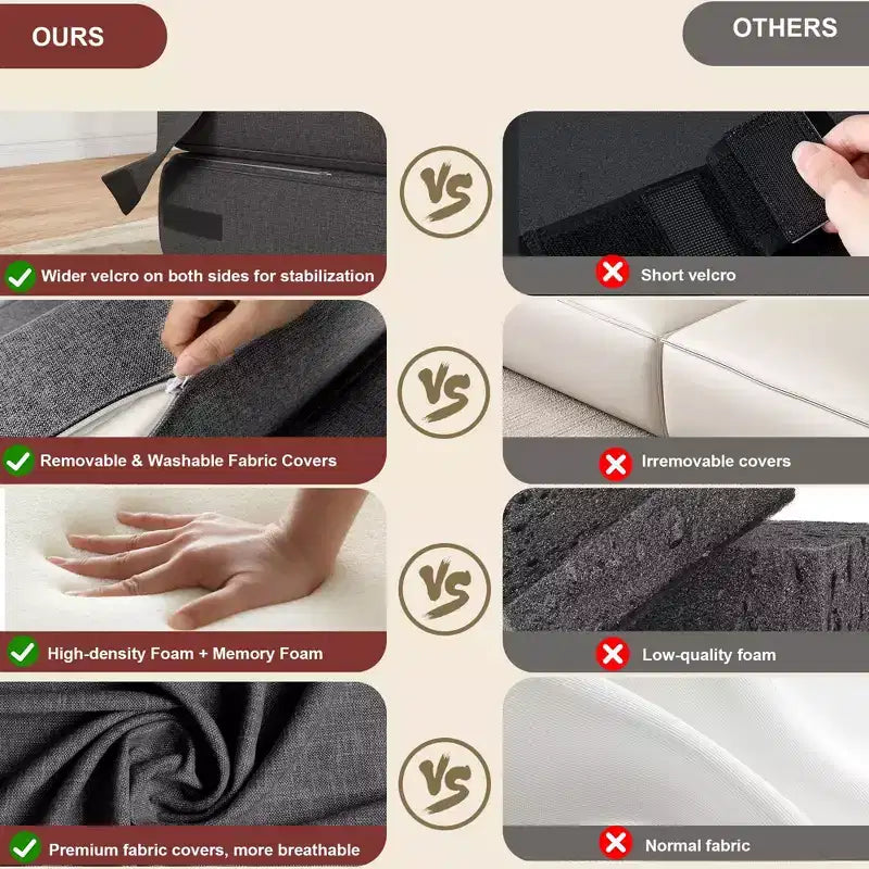 Poltrona Letto Pieghevole con Cuscino, Futon Convertibile con Memory Foam e Rivestimento in Lino Rimovibile per Salotto o Camera degli Ospiti