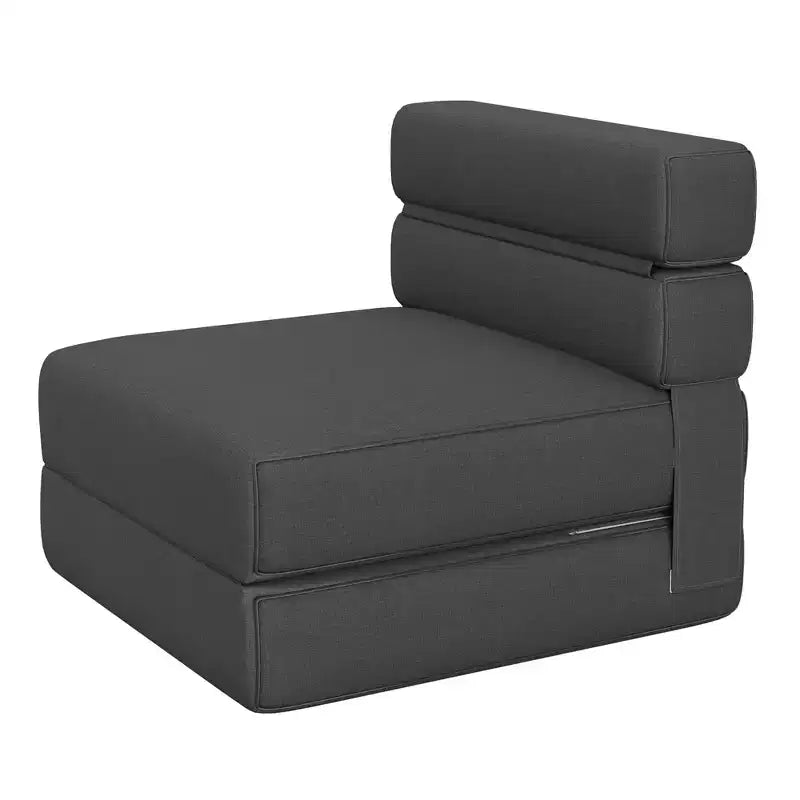 Poltrona Letto Pieghevole con Cuscino, Futon Convertibile con Memory Foam e Rivestimento in Lino Rimovibile per Salotto o Camera degli Ospiti