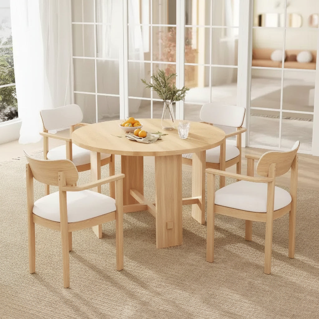 Christopher Knight Home Victoire Farmhouse 5 Piece Rubberwood Upholstered Dining Set