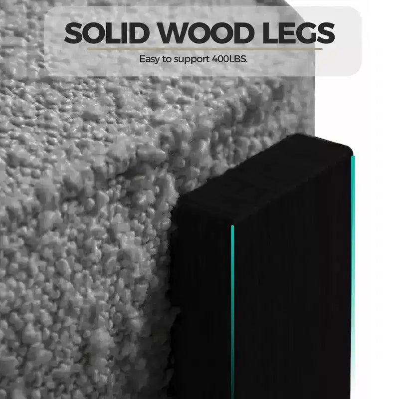 Sedie da pranzo moderne Bouclé d'accento, 2 sedie | Schienale ergonomico curvo, seduta imbottita in peluche e robuste gambe in legno di gomma per sala da pranzo, cucina