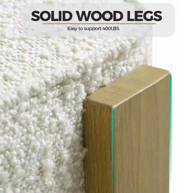 Sedie da pranzo moderne Bouclé d'accento, 2 sedie | Schienale ergonomico curvo, seduta imbottita in peluche e robuste gambe in legno di gomma per sala da pranzo, cucina