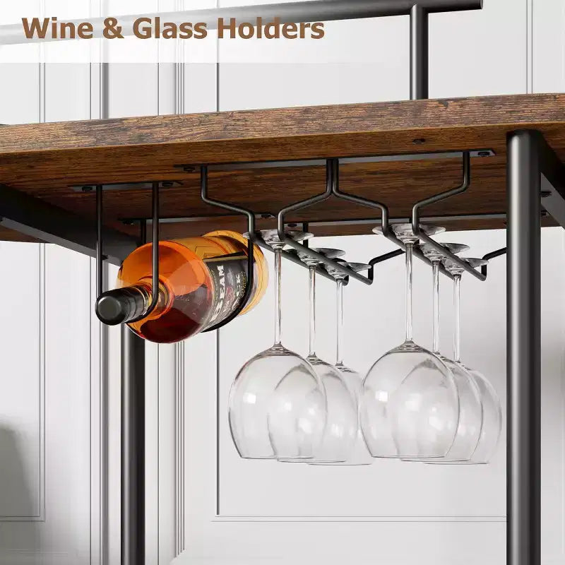 Carrelli Bar con Ripiani a 4 Livelli, Carrelli da Servizio Bar Mobili su Ruote con Portabottiglie e Portabicchiere per Cucina, Sala da Pranzo, Soggiorno