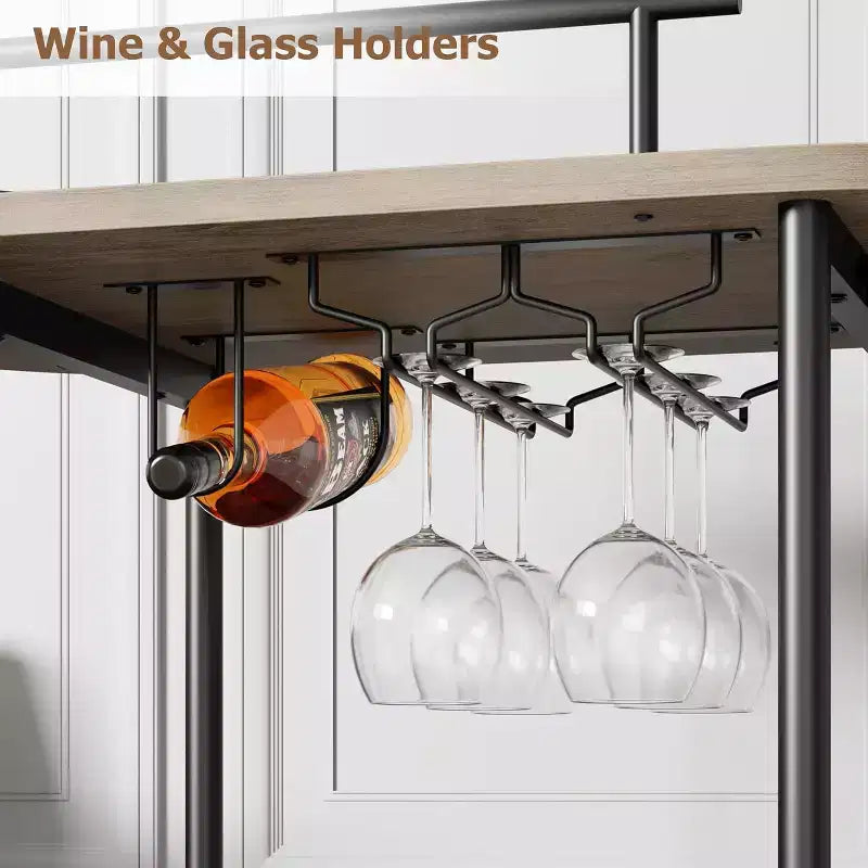 Carrelli Bar con Ripiani a 4 Livelli, Carrelli da Servizio Bar Mobili su Ruote con Portabottiglie e Portabicchiere per Cucina, Sala da Pranzo, Soggiorno