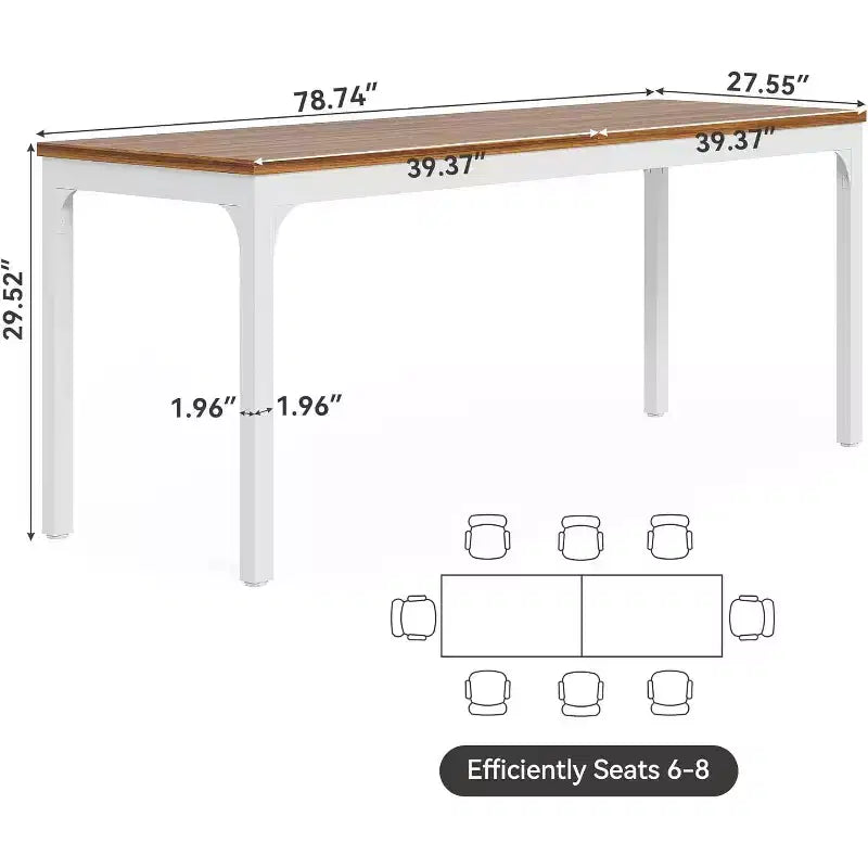 Scrivania doppia Lantine ultralunga da 199,9 cm, scrivania da due persone per scrivere, giocare o lavorare al computer per l'ufficio di casa, noce + bianco